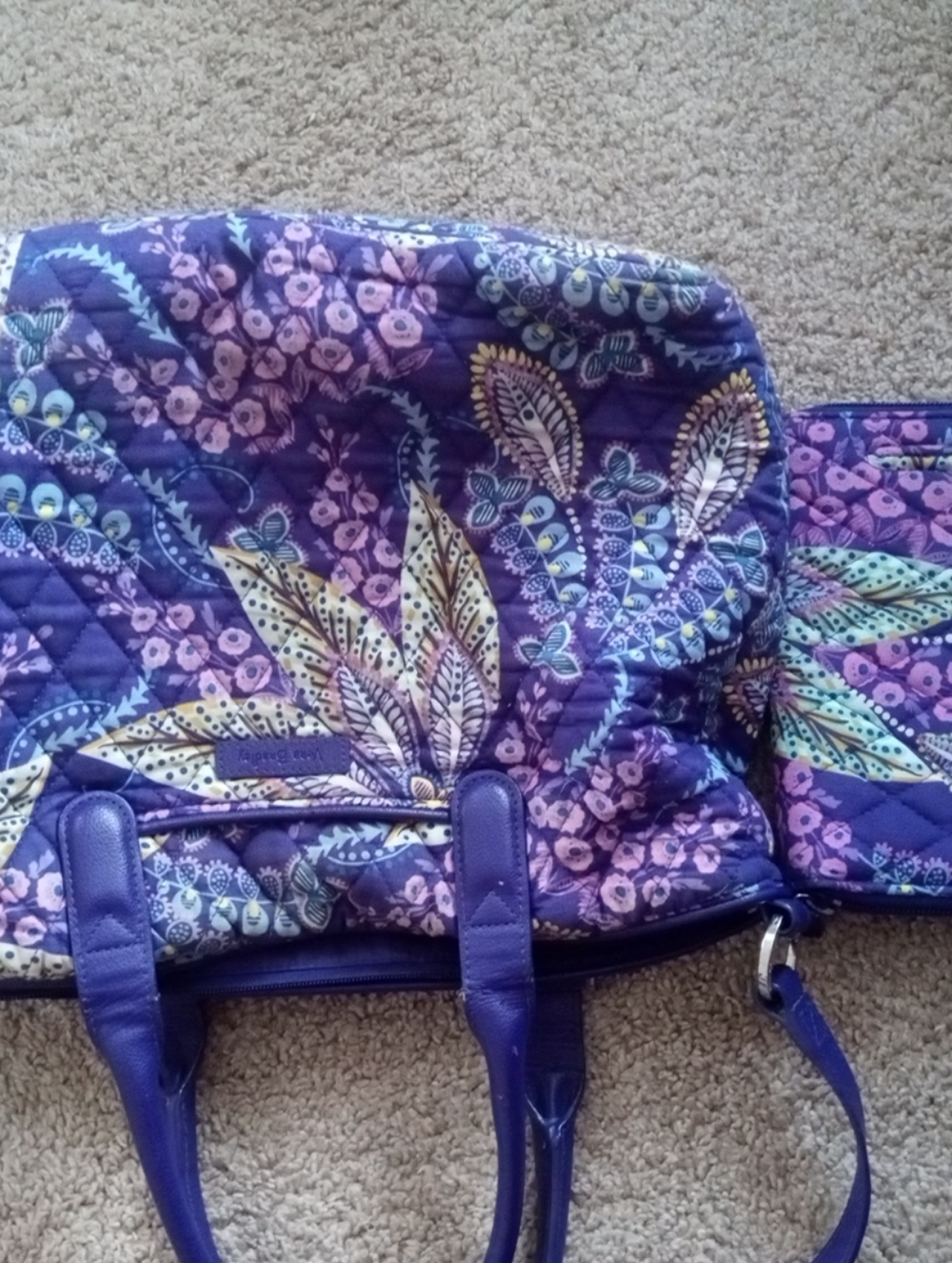 EXQUISITE Vera Bradley Paisley Pattern 12" Tote & Matching Wallet Combo Bag
